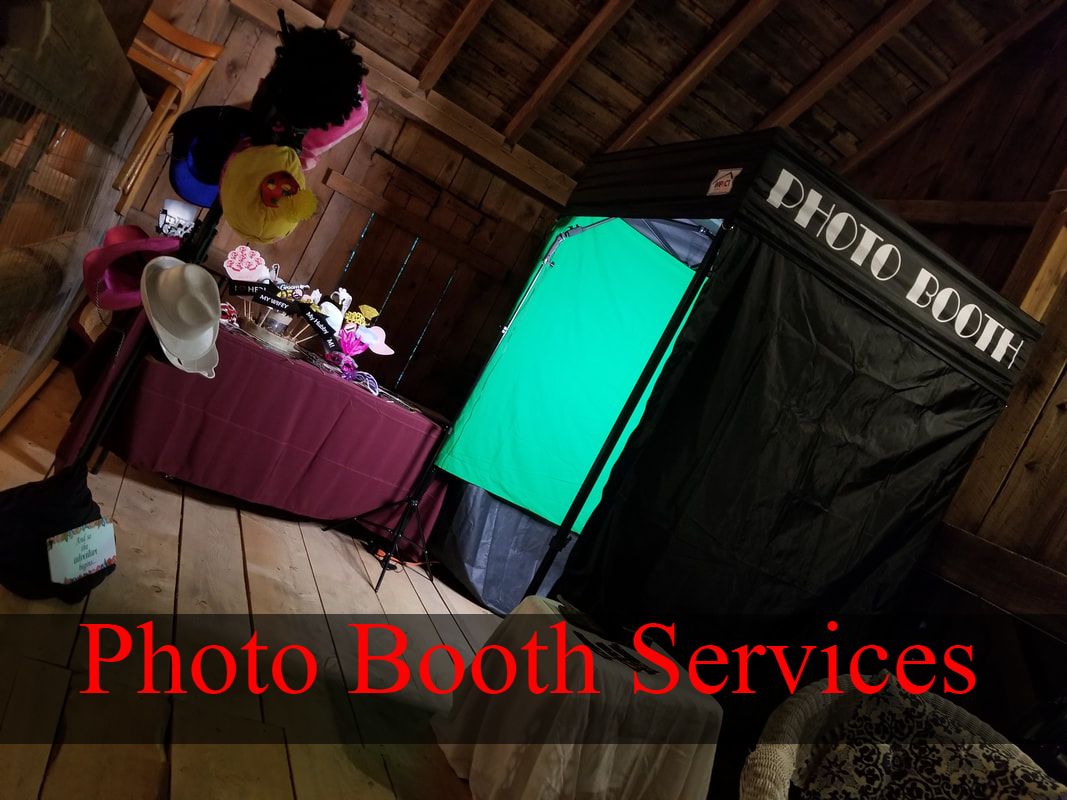 photo booth setup for wedding in barn loft