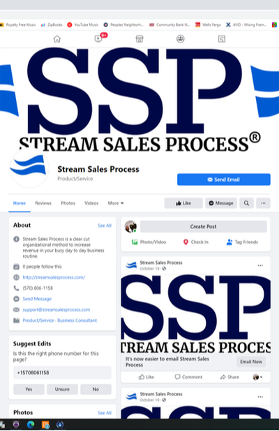 screenshot of the Stream Sales Process Facebook page