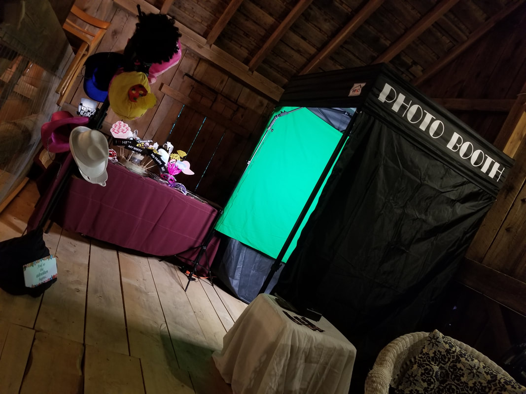 Photo Booth setup for wedding in a barn loft